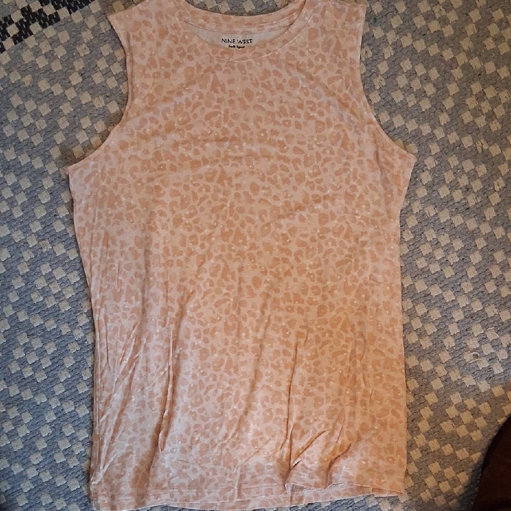 Nine West Women's Cream Leopard Muscle Tee